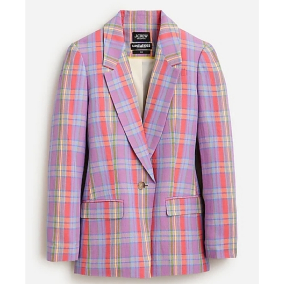 7. J.Crew Collection Willa Italian viscose-blend blazer in sunset plaid - Picture 5 of 11